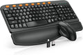Wireless Keyboard and Mouse Combo, Ergonomic Wave Keys, Cushioned Plam Rest, Comfortable Silent Natural Typing, 2.4G Lag-Free, Full Size Keyboards Cordless Set for Multi-OS, Windows/Mac -SABLUTE