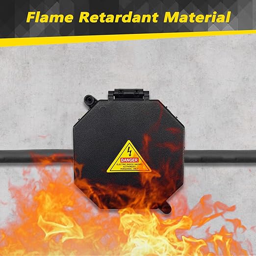Black Open Splice Junction Box (4 Pack), Electrical Splice Box Wire Junction Box with Cover V0 Flame Retardant Rating(Highest Level)