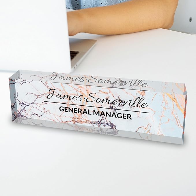 Desk Name Plate Personalized, Custom Name Plate for Desk, Acrylic Desktop Accessories, Office Gift & Decor for Women Men, Teacher Nurse Boss Employee Appreciation Gifts
