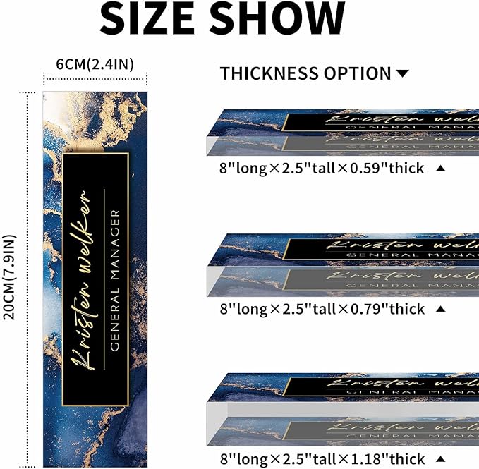 Custom Name Plate for Desk, Desk Name Plate Personalized, Office Decor for Women Men, Acrylic Desktop Accessories, Office Gifts for Coworkers Boss Teacher, Employee Appreciation Gifts (Blue Coast)