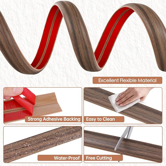 Floor Cord Cover for Wires on Floor Self Adhesive Cord Hider Floor Cable Management Wire Covers for Cords Protector Prevent Cable Trips Cord Cavity W 0.59" x H 0.31", Misty Brown Wood, 3.3Ft