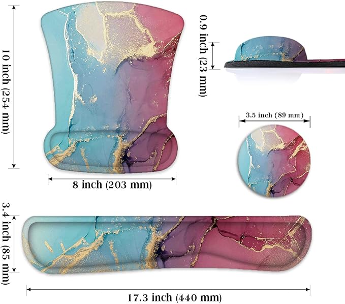 LATEEFAH Mouse Pad with Wrist Rest, 3-in-1 Gaming Mouse Pad, Keyboard Wrist Rest, Ergonomic Memory Foam Mousepad with Wrist Support for Computer Keyboard