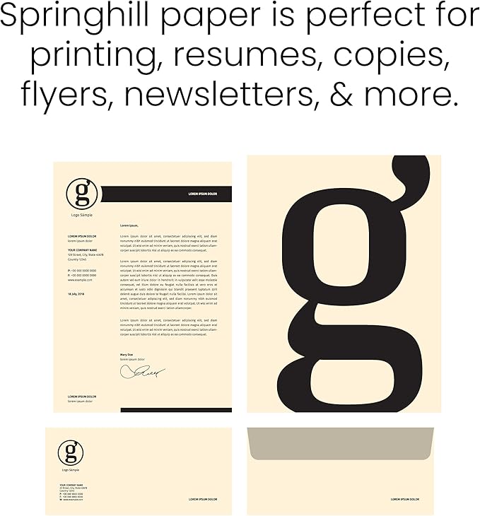Springhill 8.5” x 14” Ivory Copy Paper, 24lb Bond/60lb Text, 89gsm, 500 Sheets (1 Ream) – Colored Printer Paper with Smooth Finish – Versatile and Flexible Computer Paper – 024033R
