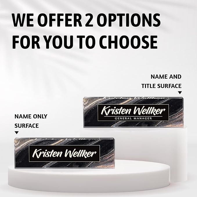 Desk Name Plate Personalized Name Plate for Desk, Office Desk Decor, 3D Style Personalized Plaque Name Plates for Desks Custom Appreciation Gifts for Boss Lady Employee Coworkers (Gilded Black)