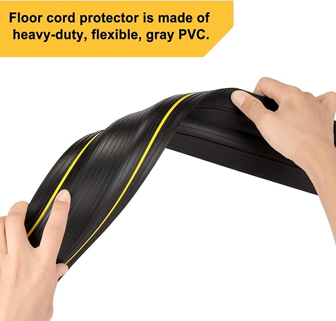 AGPTEK Heavy Duty Floor Cable Cover Cable Protector, 6.5 Ft Floor Cord Protector 3 Channels Floor Cord Cover (Mid Channel 0.93") Contains Cords, Cables and Wires, Good for Office, Home, or Outdoor