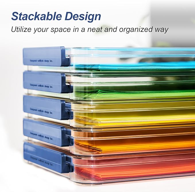 Clear Portable Slim Project Case 9 X 13 Plastic Storage File Box For Letter A4 Paper Photo Documents Scrapbook, 3 Count