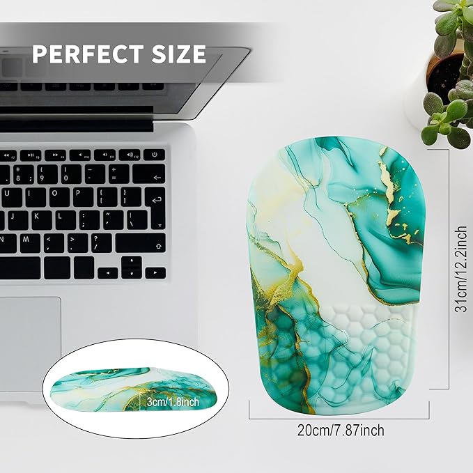 Ergonomic Mouse Pad with Wrist Support, Comfortable Memory Foam Mousepad with Massage Design and Non-Slip PU Base, Wrist Rest Mouse Pad for Office and Home, 12x8 Inch