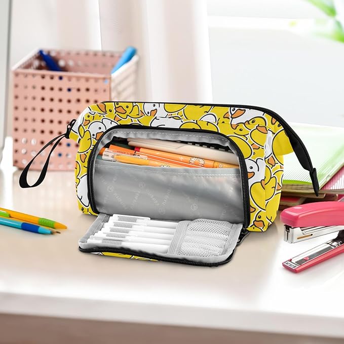 Duck Rubber Pencil Case Pouch Big Capacity Pencil Bag Box Organizer Pen Case with Zipper Pencil Cases for Boys Girls Kids Women School College