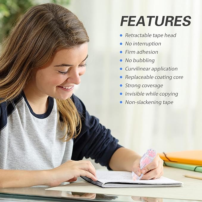 JUDENMEY 3Pcs Retractable White Correction Tape,Cute Cat Paw Correction Tape Pens, Mini Aesthetic Pen Shaped White Applicator with Easy to Use Out Tape for Back to School Office Supplies