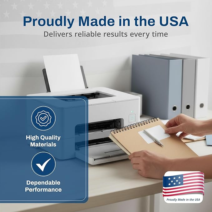 Printable Matte White Shipping Labels Stickers – 4"x3.33" Laser/Inkjet Compatible (6 per Sheet) 25 Sheets - 150 Total Multipurpose Self-Adhesive Labels to Write on/Print On | Made in USA