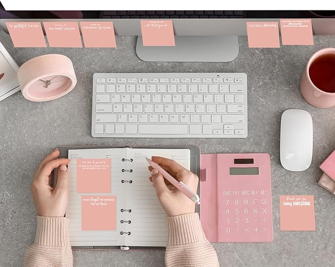 Yinder 24 Pcs Employee Appreciation Sticky Notes New Year Gift Bulk Motivation Sticky Note Pads Inspirational Gift for Teacher Nurse Staff Coworker Office Supply 3 x 3'' (Appreciation,Pink Color)