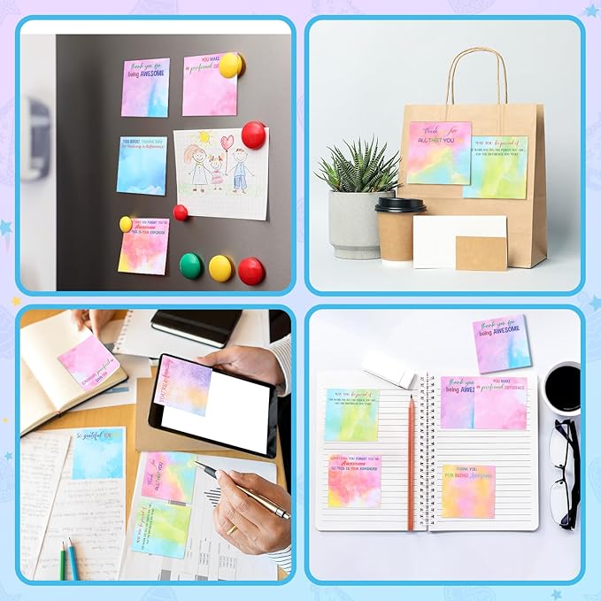 Yinder 24 Pcs Employee Appreciation Sticky Notes New Year Gift Bulk Motivation Sticky Note Pads Inspirational Gift for Teacher Nurse Staff Coworker Office Supply 3 x 3'' (Appreciation,Watercolour)
