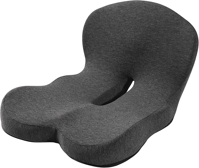 Urban Deco Memory Foam Seat Cushion, Office Chair Seat Cushion with L-Shaped Design, Ergonomic Back and Seat Pad Cushion for Car, Driving, Office, Black