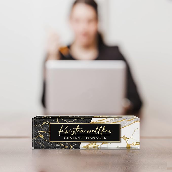 Name Plate for Desk, Desk Name Plate Personalized Acrylic Office Desk Decor for Women and Men, Employee Appreciation Gifts Custom Office Gifts for Boss, Manager, Teacher, Nurse, Doctor, Lawyer