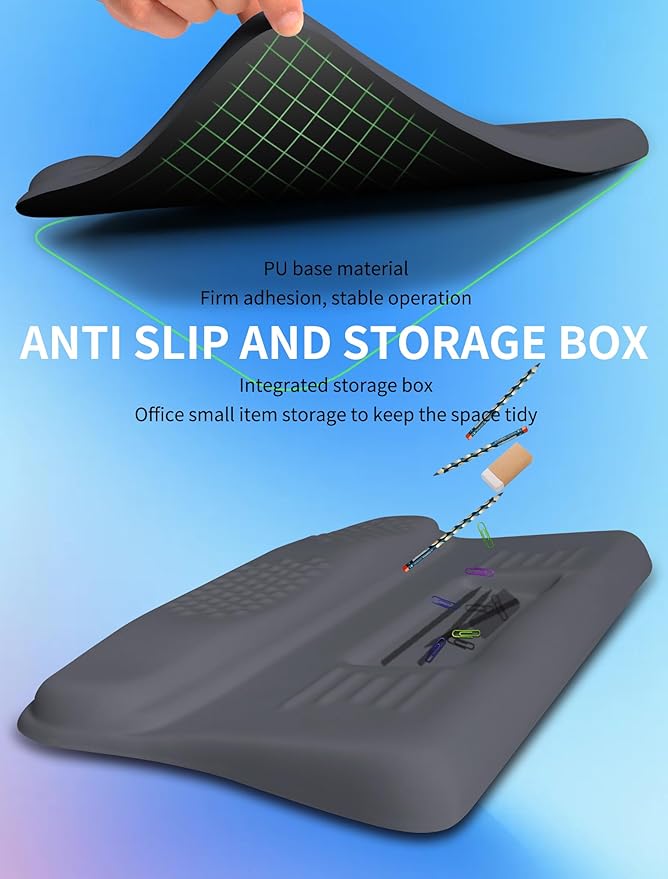 Ergonomic Wave Wrist Rest with Keyboard Stand, Cushioned Palm Rest, Comfortable Integrated Memory Foam for Natural Typing and Relieve Wrist Pain, Starry Sky Grey