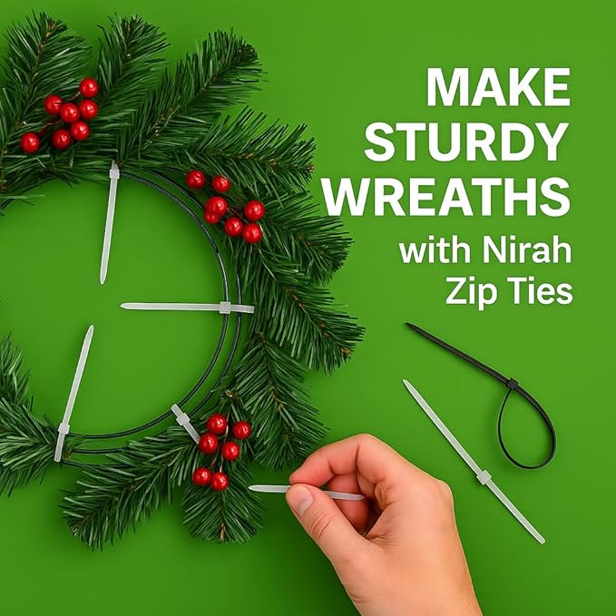 Small Zip Ties 4 inch Clear, 18lb Strength, UV-Resistant, Self-locking PA66 Small Cable Ties White, Mini Zip Ties, Tiny Tie Wraps, Little Wire Ties for Home, Office, Garden, Cable Management by Nirah