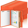 Skyygemm 24 Pcs Classification Folders Letter Size Bulk - 2 Dividers Pressboard File Folder with 3. 5 Inch Expansion, 2 Prongs Fastener, Heavy Duty Office File Organizer for Teacher Medical (Orange)