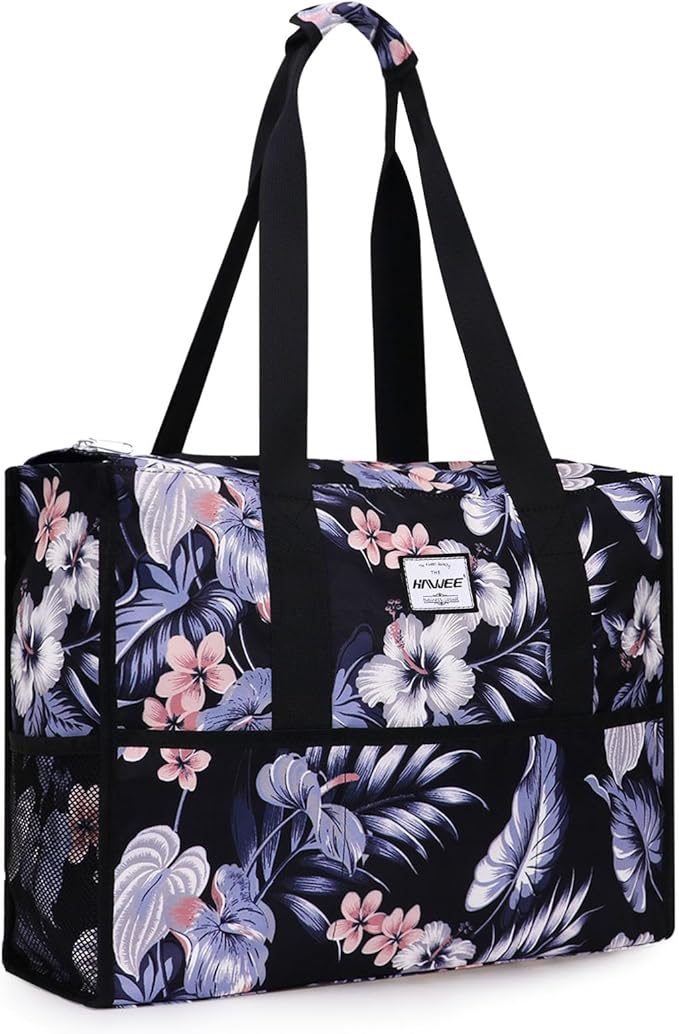 Utility Tote Bag with Laptop Compartment Luggage Sleeve Zippered Multi-pocket Commute Shoulder Purse for Nursing/Work