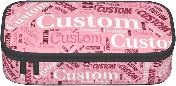 Custom Pencil Case with Name, Personalized Pen Bag Add Your Image Text, Large Storage Students Stationery Pen Box with Zipper Durable Pencil Box for Girls Boys Office School