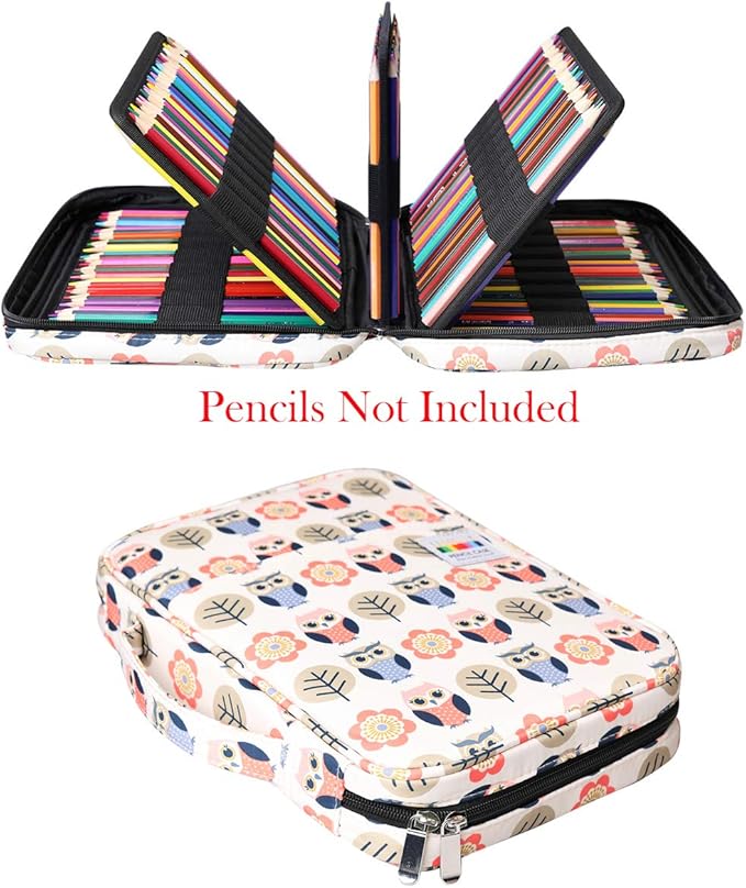 BOMKEE Coloring Pencil Case 220 Slots Pencils/Gel Pens Organizer Waterproof Travel Case Zipper Carrying Portable Pencil Markers Pen Holder Bag for Painter Writers