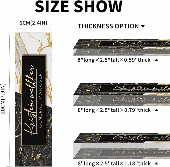 Personalized Office Name Plate for Desk, Custom Employee Appreciation Gifts, Acrylic Desk Name Plate Funny, Desk Decorations Gift, Acrylic Desk Ornaments (Style-Black)