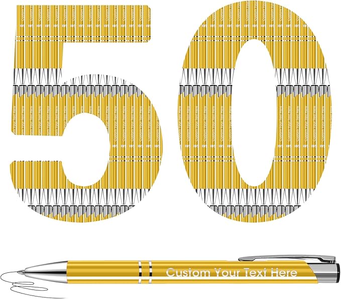 ENOMY 50 Pcs Personalized Pens Bulk Custom Pens with Logo Text Name Black Ballpoint Pens Inspirational Writing Pens, Gift for Teacher Student College Office Wedding Christmas Birthday