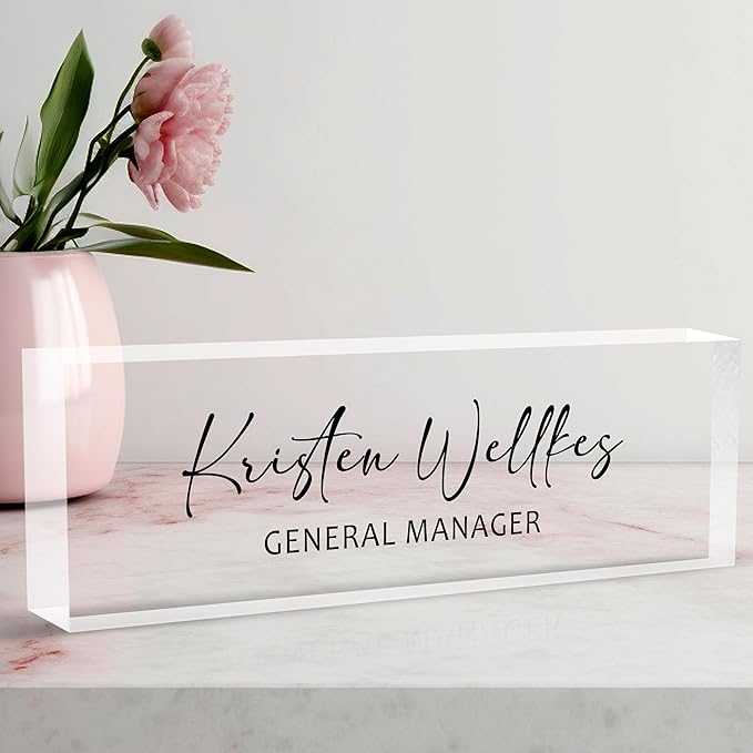 Desk Name Plate Personalized Acrylic Name Plate for Desk, Office Desk Decor for Women & Men, Custom Gifts for Boss, Manager, Teacher, Nurse, Doctor, Lawyer, Employee Appreciation Gifts