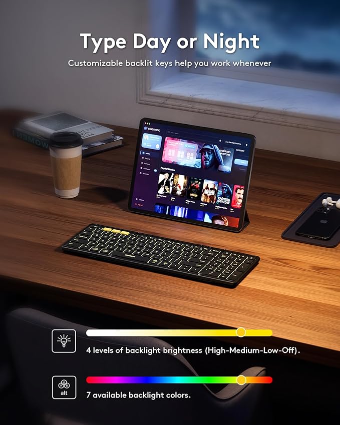 Samsers Foldable Bluetooth Keyboard with Numeric Keypad, Full-Size Wireless Folding Keyboards with Backlight, Portable Travel for iOS Android Windows Mac OS, Support 3 Device(BT5.1 x 3), Black