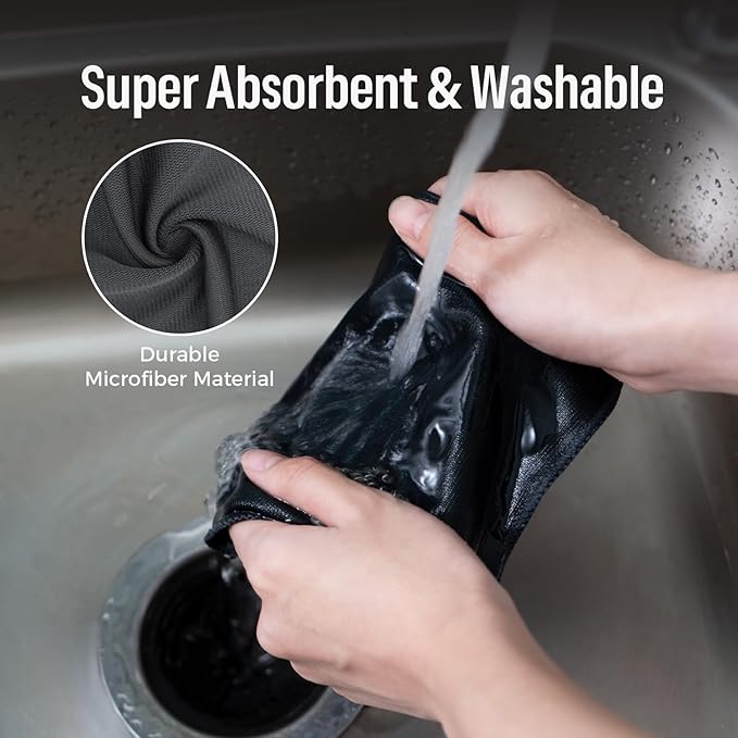 loukin Magnetic Whiteboard Cleaning Cloth, Dry Erase Cleaning Cloth for Classroom, Home and Office Use, Reusable & Washable, Gray, 12" x 12", 1 Bottle of 3.4 fl oz Whiteboard Cleaner Included