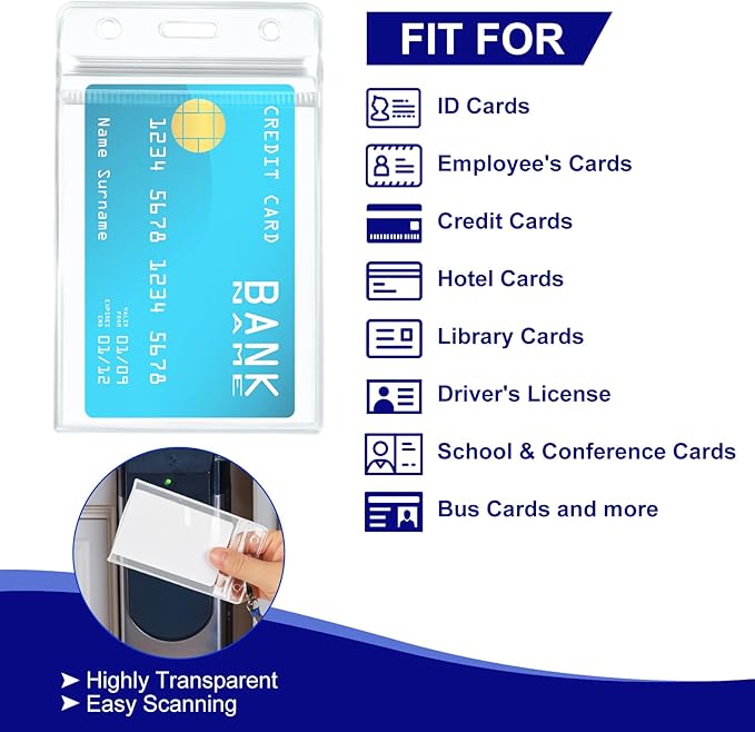 ID Card Holder with Lanyard 30Pcs Clear Vertical Name Tags ID Badge Holders and 30Pcs Flat Neck Lanyards for Cruise Ship Cards Work IDs Office School