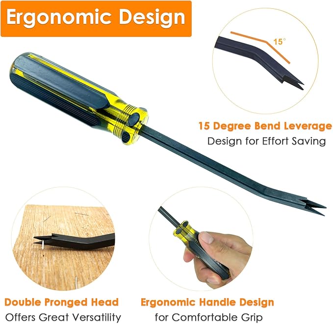 VERCCA Staple Remover Tool, Heavy Duty Upholstery Tool Staple Puller with Double Pronged Head Nail Remover for Furniture Wood Floor Carton Carpet 2pcs