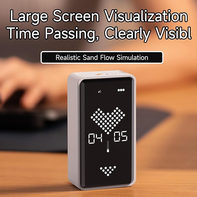 Sand Timer, Digital Hourglass Timer, Rechargeable Magnetic Visual Timer with Large LED Display, Adjustable Volume for Classroom, Cooking, Fitness, Baking, Kids Learning & Teaching (Black)