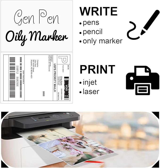 NefLaca 1000 Rounded Corner Half Sheet Labels, Self Adhesive Shipping Label for Laser and Ink Jet Printers, White Blank, 2 Labels Per Sheet (500 Sheet)