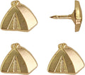 Tent Push Pins - Gold Camping Tent Pin - for Cork Board, Maps, or Lapel Pin Use - Designed in USA - Set of 4