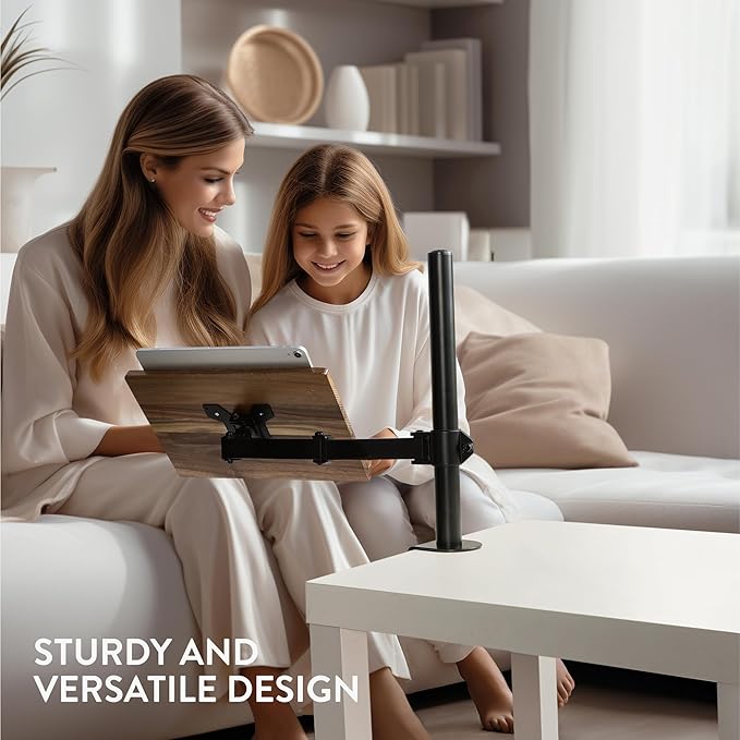 Navaris Book Stands with Clamp - Book Holder for Reading - Wood Books Stand - Works with Music, E-Readers or Tablets - 13.39 x 17.72 x 21.65 (34 x 45 x 55 cm)