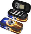 Boys Pencil Case with Soccer Ball Printed, Cool Portable Pen Bag Pouch with Zipper for Teens Stationery Supplies, Sports Style Pencil Box Cosmetic Bag for Sports Women and Girls