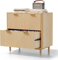 VINGLI 2 Drawer File Cabinet, Home Office Filing Organizer, for Letter Legal A4 Size File Folder Storage, Modern Style Fluted Design, Wood Lateral Filing Cabinet, Printer Stand, Archivador (Oak)