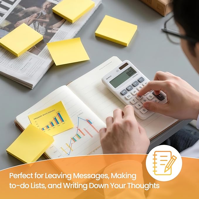 Lkpezy 960 Sheets 3 in x 5 in Large Sticky Notes, 76 x 127 mm 6 Pads Assorted Self-Stick Pads for Notebook,Office,School and Home,80 Sheets/Pad (12 Pads Yellow)