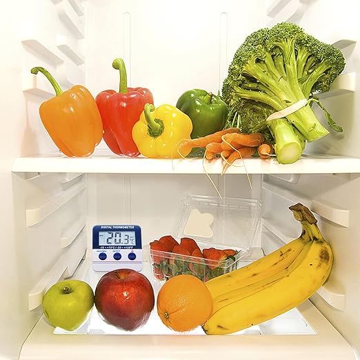 Fridge Thermometer Freezer Thermometer Digital Refrigerator Thermometer with Magnetic Attachment in-Outdoor Alarm Thermometer with Waterproof Outdoor Sensor for Home Kitchen (Model AMT-105)