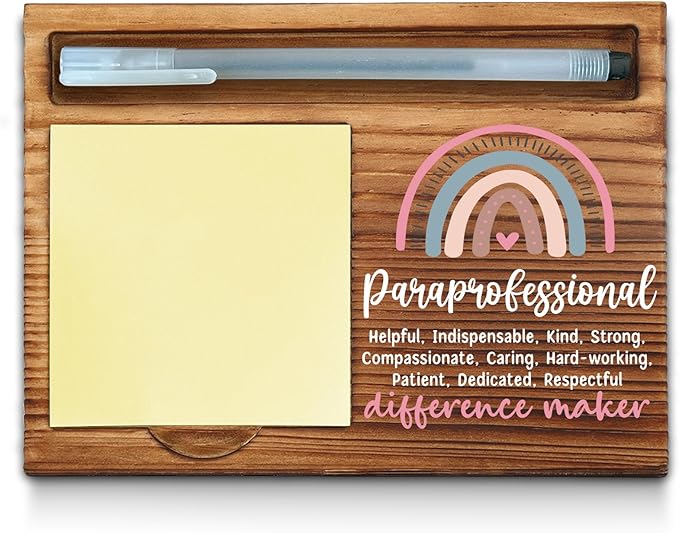 Paraprofessional Sticky Note Holder, Paraeducator Office Decor, Paraprofessional Thank You Appreciation Gifts for Women Self-Stick Note Pad Holders WPP102