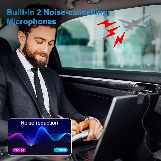 WINSAFE 4K Webcam for PC, UHD Video Calling, PDAF AutoFocus, Dual Noise-Canceling Microphones, 70° FOV, 1080P@60FPS, Privacy Cover, USB Plug&Play, Works with Teams, Zoom, OBS, Skype