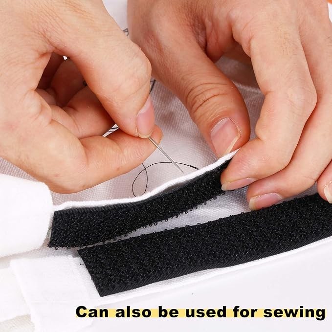 1"x32ft Hook and Loop Straps with 50 Metal Buckles, Adjustable Fastening Cable Straps, Cut-to-Length Cinch Strap, Reusable Nylon Securing Cord Ties for Organizer or Storage, 1 inch Wide, Black