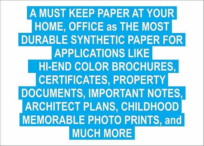 WATERPROOF PAPER | 200 SHEETS NON-TEAR Paper for LASER PRINTERS 5 MIL 110 LB, SYNTHETIC DOUBLE SIDED PAPER, 8.5X11 from HIGHH IMAGE