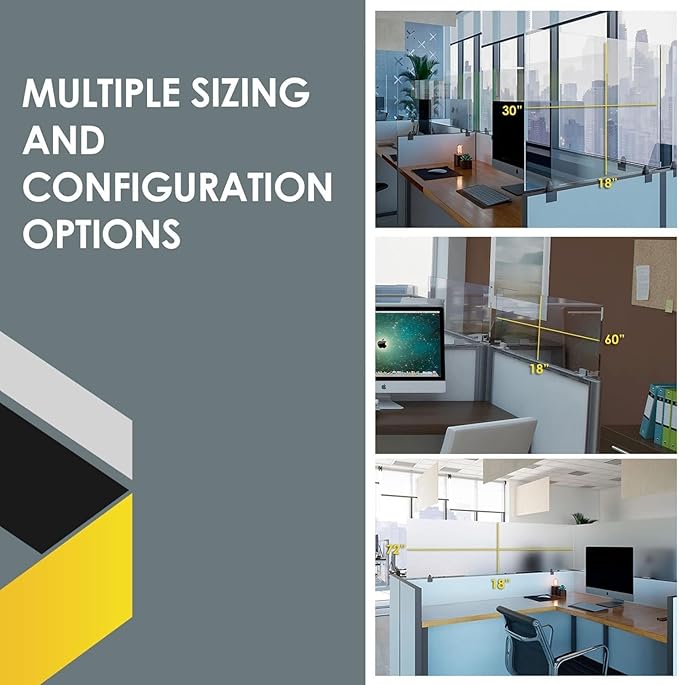 OBEX Acrylic Mounted Small Brackets Quality Desk Privacy Panel & Divider for Your Office Cubicle-Increase Separation & Improve Productivity, 24" x 48", Frosted