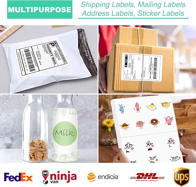 PAPRMA Half Sheet 8.5x5.5inch Shipping Mailing Label 1000 Counts, 2 Labels Per Sheet 8.5 x 11 for Laser & Inkjet Printer, Permanent Adhesive Label Square Corner (500 Sheets)