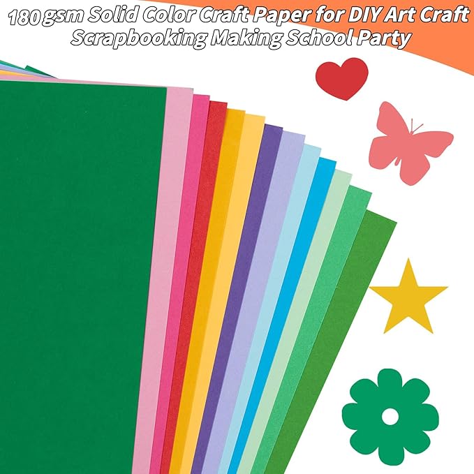 Oleitodh Colored Cardstock Bulk 150 Sheets, 30 Assorted Colors, 12" x 12" Cardstock Paper, 180 GSM, Perfect for Cricut, Scrapbooking, Crafts