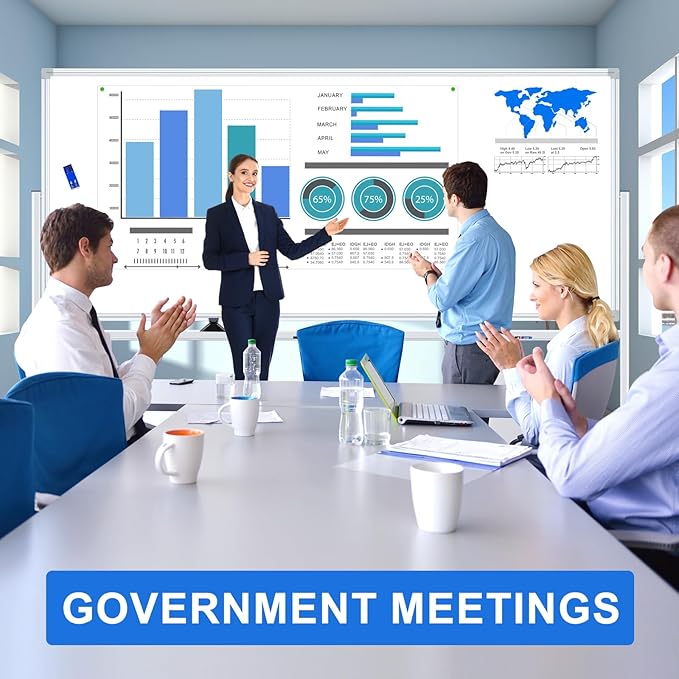 96"x48" Large Magnetic White Board Dry Erase Whiteboard with Rolling Stand 8’x4’ Double-Sided Mobile White Boards on Wheels, Including 3 Magnetic Erasers, 7 Markers, 30 Magnets