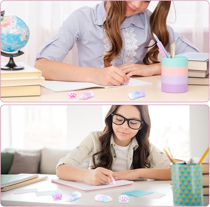 Kogcmeetl 3 Pack White Out Correction Tape, Cute Mini Correction Tape, Kawaii Cat Paw White Out Tape for Cat Lovers Students and School Office Supplies