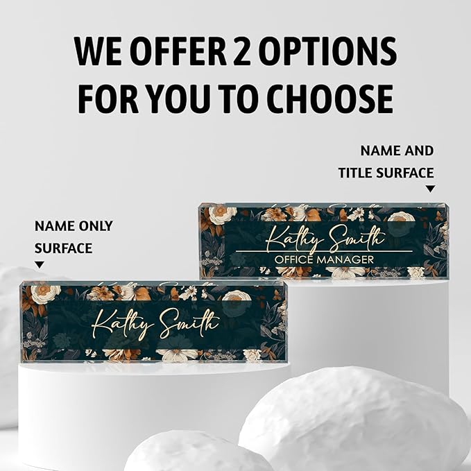 Personalized Name Plate for Desk, Custom Desk Name Plate, Acrylic Name Plate Office Desk Accessories, Personalized Office Gifts for Coworkers Teachers, Employee Appreciation Gifts (B-Darkcyan)