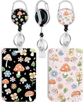2 Pack Mushroom ID Badge Holder with Heavy Duty Retractable Reel Keychain for WomenStudents,Teachers, Nurses, Office Use